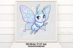 Kawaii Pastel Snowflake Butterfly PNG |Cute Winter Clipart Product Image 1