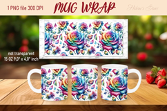 Bright Rainbow rose pattern mug wrap sublimation design png Product Image 1