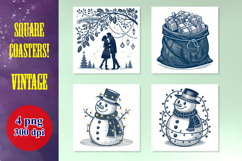 Vintage Christmas Essentials Coasters PNG Bundle - 4 Designs Product Image 1