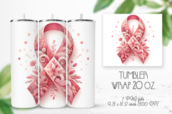 Breast cancer awareness ribbon tumbler 20oz wrap sublimation Product Image 1