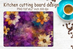 Watercolor flowers pattern design cutting board sublimation Product Image 1