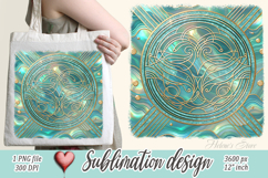 Aquamarine ocean gold and pearl sublimation design png Product Image 1