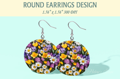 Spring Flowers earrings | Floral Round Earring sublimation Product Image 1