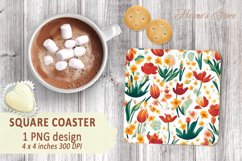 Florals pattern square Coaster | Sublimation coaster square Product Image 2