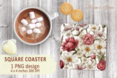 Floral bouquet square coaster | Coastes square sublimation Product Image 1