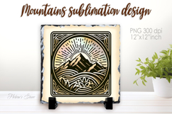 Magic retro mountains slate design png | Vintage landscape Product Image 1