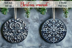Christmas vintage round ornament sublimation designs PNG Product Image 1