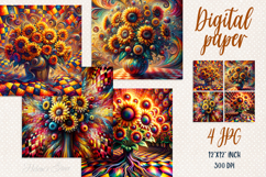 Cute sunflowers bouquet digital paper|Scrap booking graphics Product Image 1