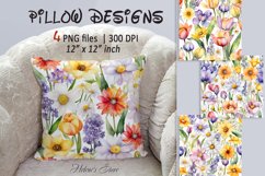 Spring flower pillow design | Watercolor Floral sublimation Product Image 1