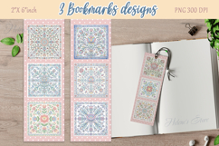 Pastel floral pattern Printable bookmark png |3 Book craft Product Image 1