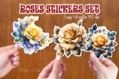 Watercolor rose flower printables stickers |Yellow roses png Product Image 1