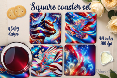 Bright Iridescent American Patriotic square coasters BUNDLE Product Image 11