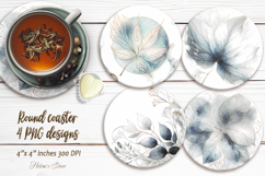 Watercolor Delicate Leaves round coaster sublimation designs Product Image 1