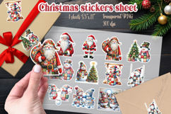 Christmas patchwork printables stickers sheet | Snowman png Product Image 1