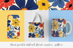 Hand painted abstract floral watercolor seamless pattern Product Image 1