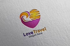 Travel and Tourism Logo with Love, Sea, and Beach Design Product Image 2