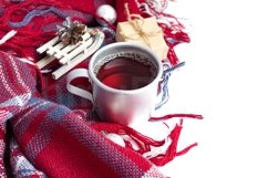 Hot christmas beverage black tea and christmas decorations Product Image 1