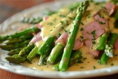 Delectable Asparagus ham plate sauce. Generate Ai Product Image 1