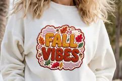 Fall Vibes Chenille Embroidered Patch Puffy Clipart PNG Product Image 3