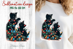 Christmas lights &amp; black cat clipart| Winter t shirt designs Product Image 2