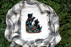 Christmas lights &amp; black cat clipart| Winter t shirt designs Product Image 1