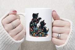 Christmas lights &amp; black cat clipart| Winter t shirt designs Product Image 4