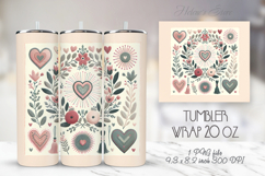 Pastel heart &amp; flowers straight skinny tumbler 20 oz wrap Product Image 1