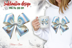 3D Christmas coquette bows design| Blue bow T-shirt clipart Product Image 2