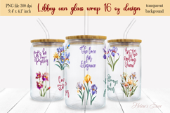 Cute iris flowers pattern Libbey Can Glass Wrap 16oz design Product Image 2