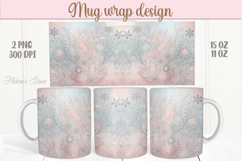 Pastel Christmas mug wrap png |Snowflakes mug sublimation Product Image 1