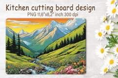 Mountains river cutting board | Cutting board sublimation Product Image 1