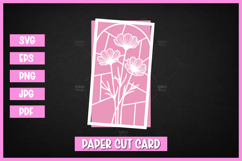 Flowers Stained Glass Style Card SVG | Paper Cut Floral Product Image 1