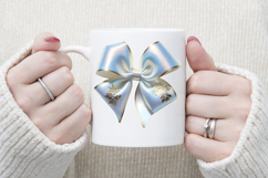 3D Christmas coquette bows design| Blue bow T-shirt clipart Product Image 4