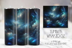 Bright clouds blue tumbler 20 oz wrap sublimation design png Product Image 1