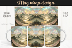 Fantasy mountains iridescent design mug wrap 15oz 11oz png Product Image 1