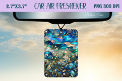 Blue &amp; gold iridescent ocean Air Freshener Car sublimating Product Image 1