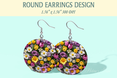 Spring Flowers earrings | Floral Round Earring sublimation Product Image 1