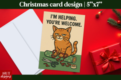 Vintage Christmas Cards Funny Cat Christmas Card Design Product Image 1