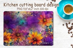 Watercolor flowers pattern design cutting board sublimation Product Image 1