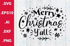 Christmas SVG Merry Christmas Y'all Cricut Quote Product Image 1