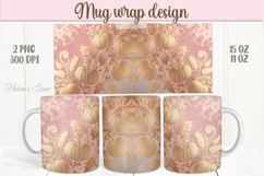 Happy Halloween day mug wrap design png | Pink gold pumpkin Product Image 1