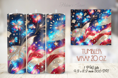 USA Patriotic tumbler wrap 20oz| Fourth of July holiday Product Image 1
