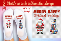 Patchwork Merry Christmas Socks | Sublimation Designs Socks Product Image 1