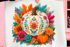 Colorful Folk Floral Pumpkin Png Product Image 1