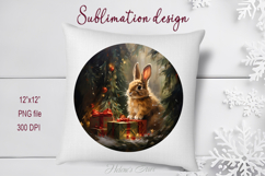 Cute Christmas bunny round cute sublimation design png Product Image 1