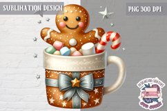 Gingerbread mans cute Christmas Sublimation PNG Coffee Cocoa Product Image 1