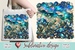 Blue ocean gold and pearl sublimation designs png | Sea life Product Image 1