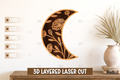 3D Moon Wall Art SVG - Moon Laser cut, Baby Room Home Decor Product Image 1