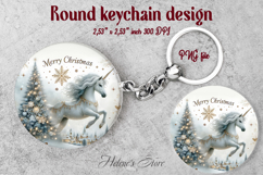 Christmas round keychain design|Magic unicorn Car coaster Product Image 1