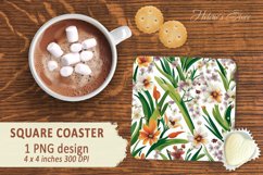 Flower pattern square Coaster | Sublimation coaster square Product Image 1